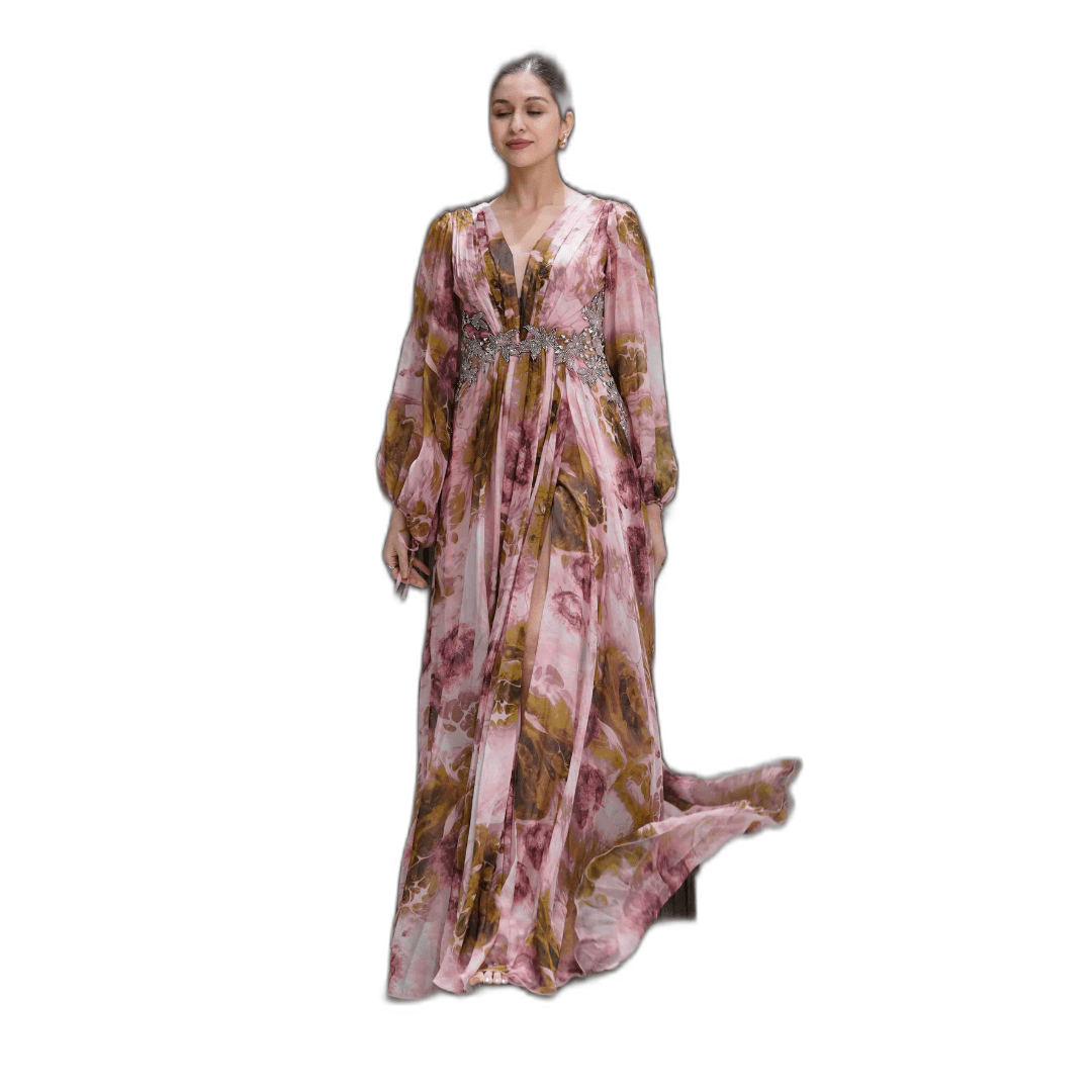 Vestido Special Abaya_VED195 (Pearl and Peach Design)